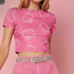 All over Hello Kitty Print Crop Top